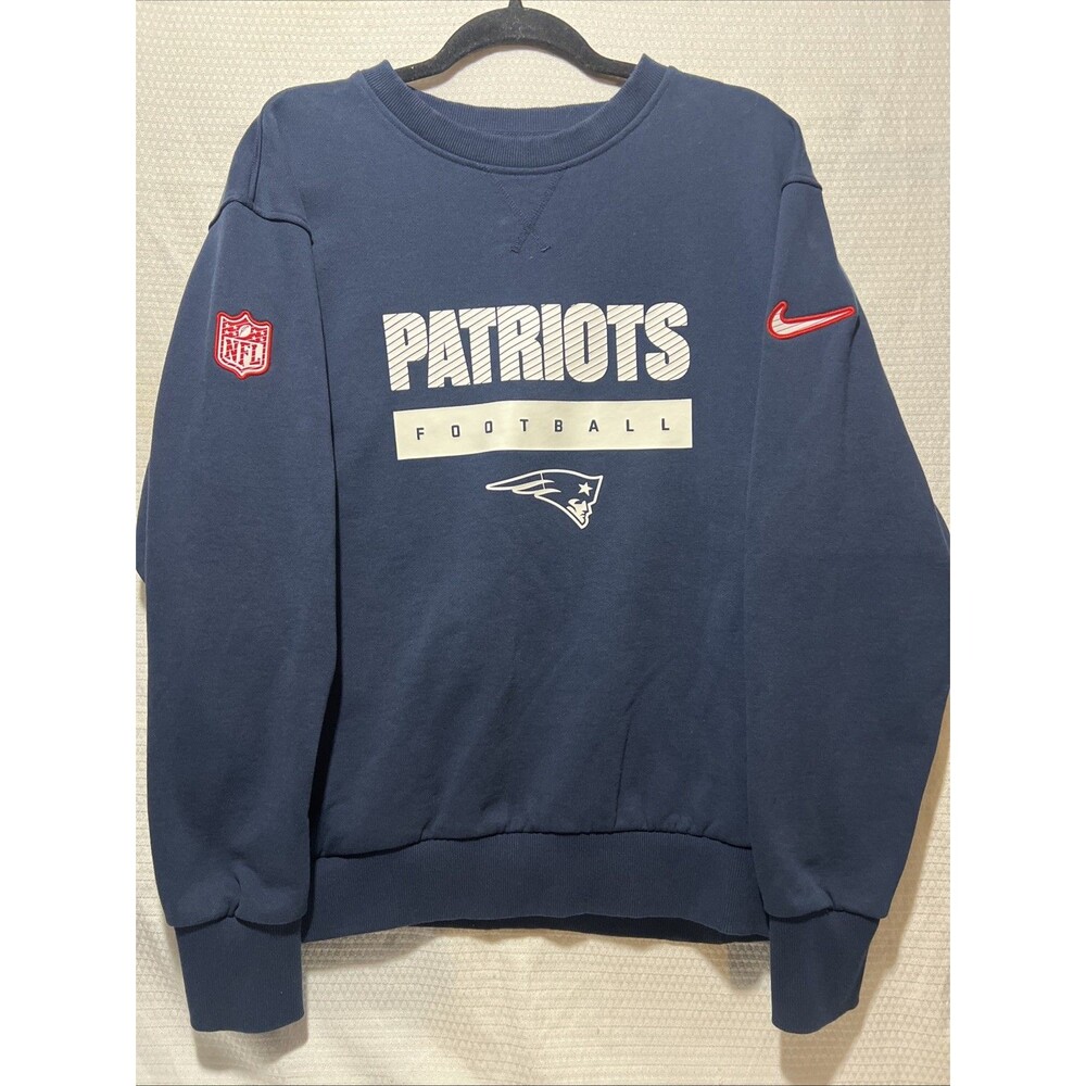 Nike New England Patriots NFL Football Sweatshirt Navy Blue Mens Size Large -EUC